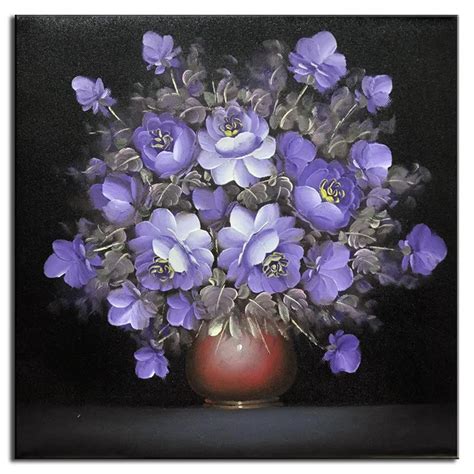 Vintage Flower Wall Art Picture Square Purple Flower Oil Painting ...