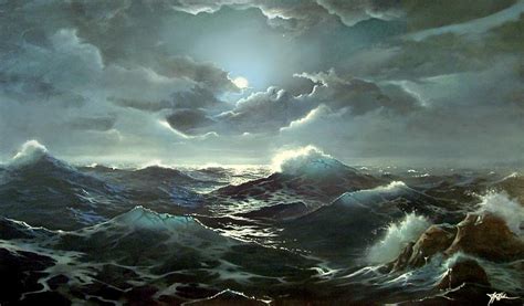 Stormy Night at Sea Painting by James R Hahn | Pixels