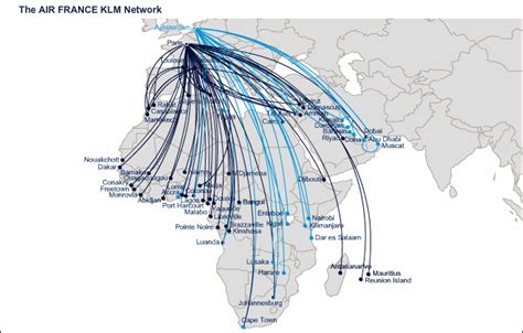 KLM Royal Dutch Airlines route map - Africa and the Middle East