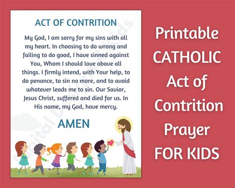 Act of Contrition Prayer Print for Kids Religious First - Etsy