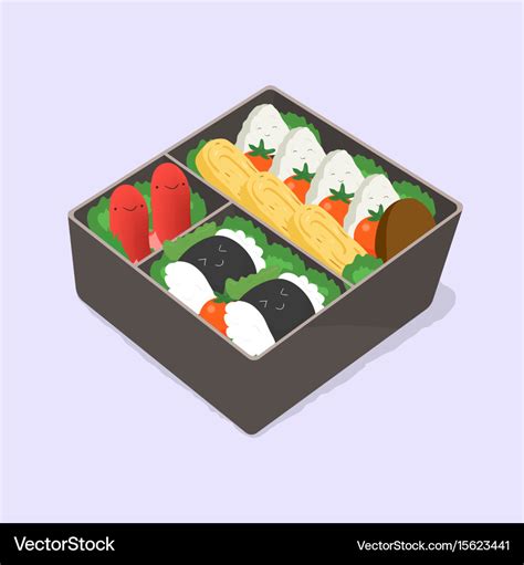 Ute bento japanese lunch box funny cartoon food Vector Image