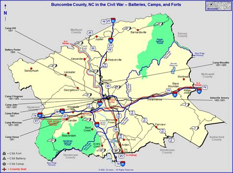 Known Civil War Batteries, Camps, and Forts in Buncombe County, NC