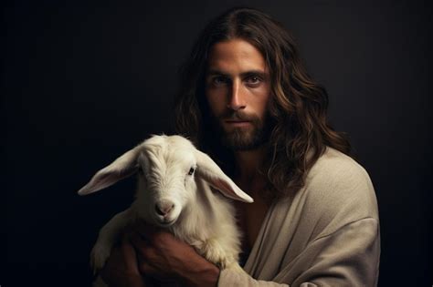 Premium AI Image | Jesus holding a lamb