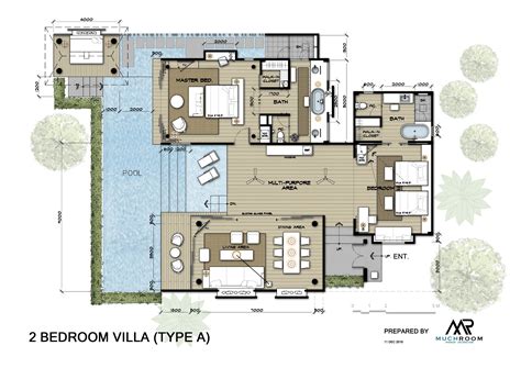 POOL Villas A Plan | Pool house plans, Architectural floor plans, Site ...