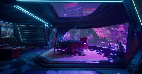 Cyberpunk Office by Ibrahim Wahab : r/Cyberpunk_Room