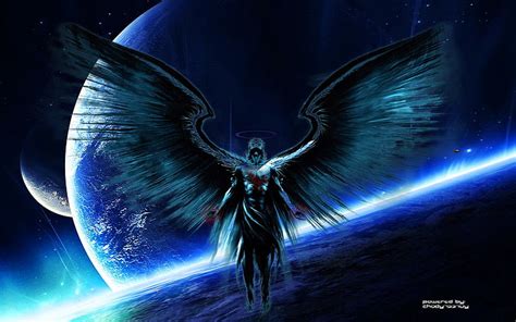 HD wallpaper: angel anime illustration, Dark, illuminated, blue, motion ...