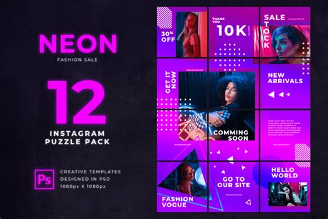 Instagram Puzzle – Modern Neon Style