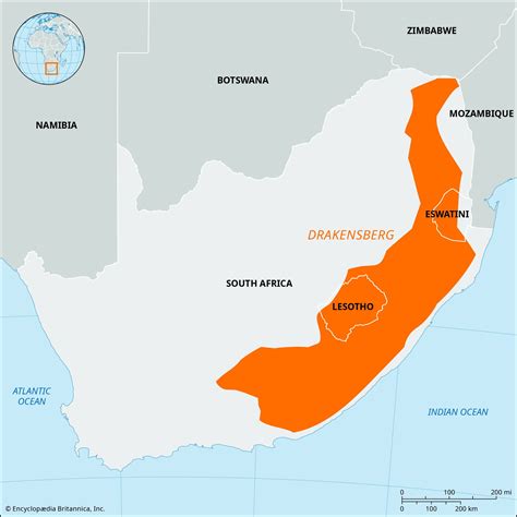 Drakensberg Mountains In Africa Map - Danica Dominique