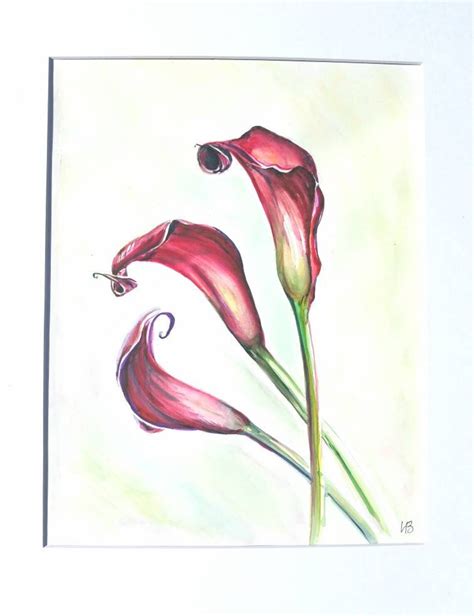 Calla Lilies Watercolor Original Painting, Original Elegant Art, Bright Floral Watercolor ...