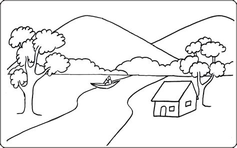 Detail Sketsa Gambar Pemandangan Gunung Koleksi Nomer 10