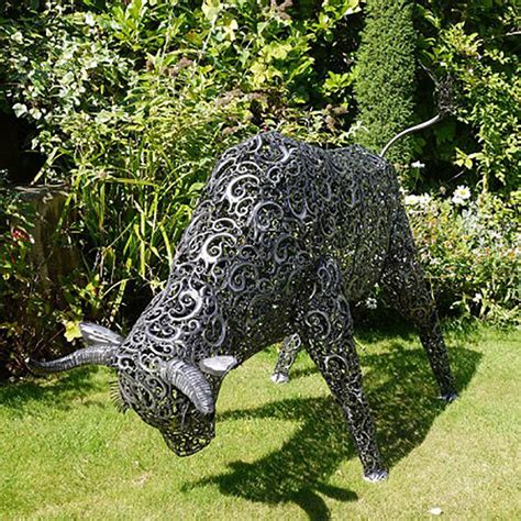 Large Metal Bull Garden Sculpture|Art Sculptures - Candle and Blue