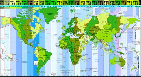 World Map Of Time Zones Printable