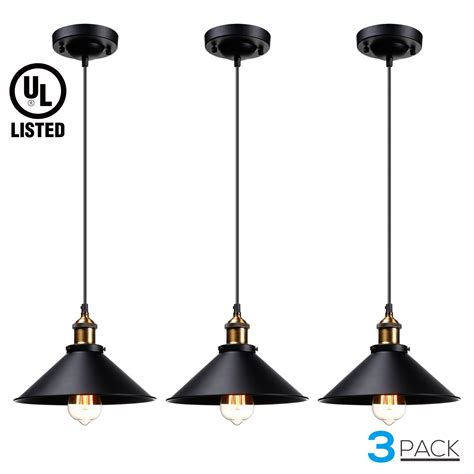 LEONLITE 3 Pack Industrial Pendant Lighting for Kitchen, Pendant ...