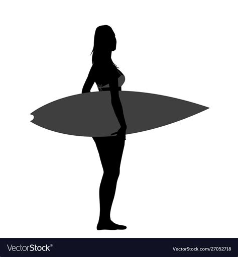 Silhouette beautiful surfer girl Royalty Free Vector Image