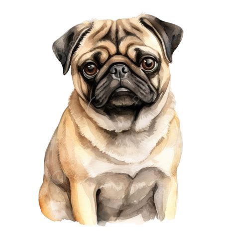 Watercolor Dog Pug, Watercolor, Hand Drawn, Clip Art PNG Transparent Image and Clipart for Free ...