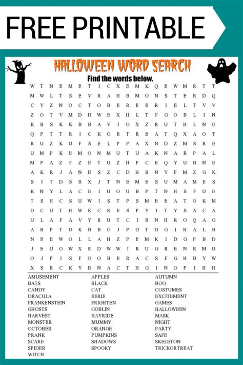 Halloween Word Search Printable (FREE Download!)