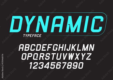 Vector dynamic bold italic font design, alphabet, typeface, typo Stock ...