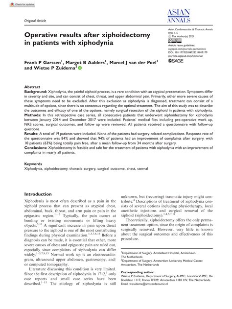 (PDF) Operative results after xiphoidectomy in patients with xiphodynia