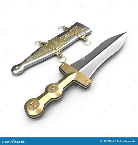 Roman Pugio Dagger With Sheath On White. 3D Illustration Stock ...