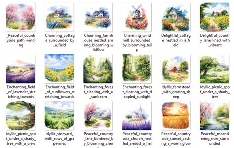 40 Watercolor Country Scene Clip Art Images : Fitmomology