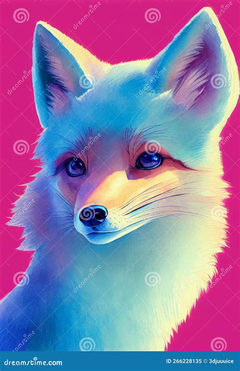 Watercolor Portrait of Cute Swift Fox Land Animal. Stock Illustration ...