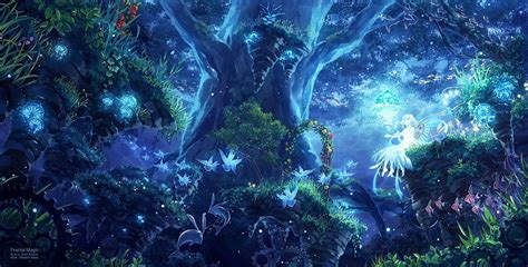 Anime Forest Night. Fantasy forest, Anime scenery, Fantasy landscape ...