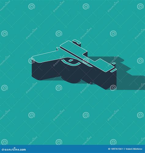 Isometric Pistol Isolated On White Background. Weapon Symbol. Gun With ...