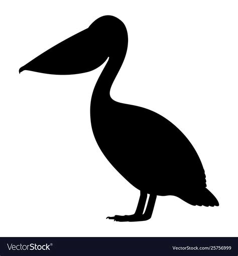 Black silhouette pelican Royalty Free Vector Image