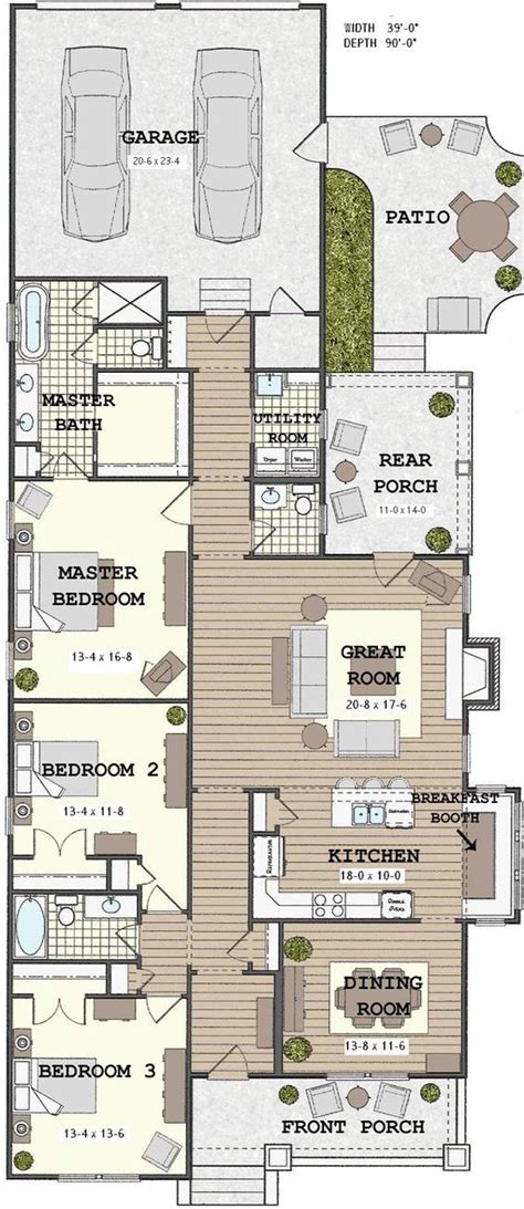 Like the long hallway btwn front & back entrances. Best House Plans, Dream House Plans, Wie Man ...