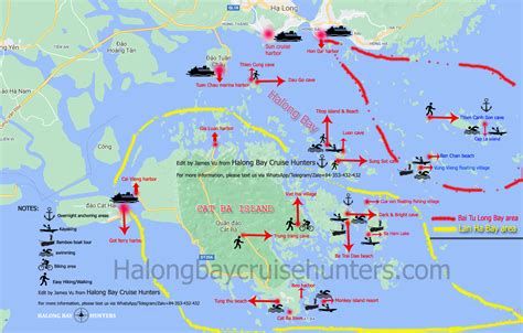 Map of attractions-bays-harbors | Halong Bay Cruise Hunters