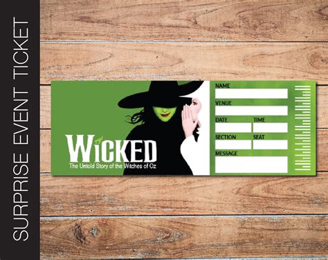 Printable WICKED Broadway Surprise Ticket. Editable Musical | Etsy