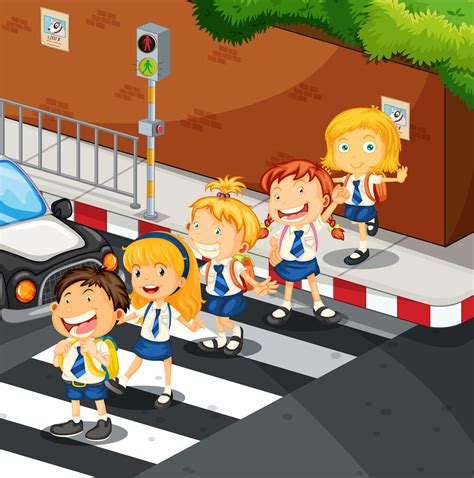 Download the Students crossing the road 419103 royalty-free Vector from Vecteezy for your ...