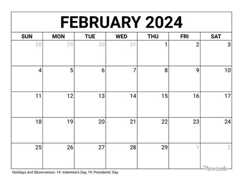 February Monthly Printable Calendar 2024 - Ninon Anallese