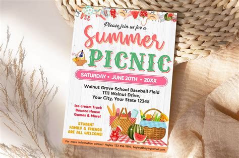 Customizable Summer Picnic Invite Template | Summer Party Picnic Bash ...