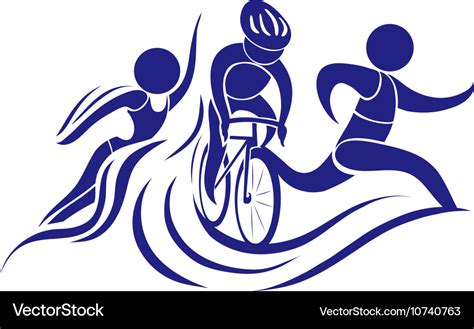 Sport icon for triathlon in blue color Royalty Free Vector