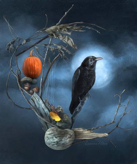 Raven Moon Art Print, Halloween Art Print, Witchy Art Print, Wiccan Art Print