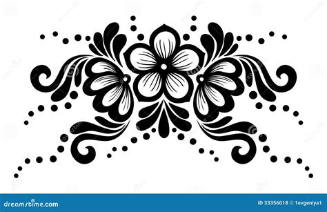 Black and White Lace Flowers and Leaves Isolated on White. Floral Design Element in Retro Style ...