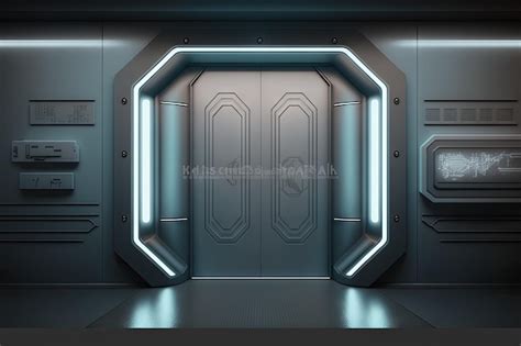 Premium Photo | Futuristic metal sliding doors space cool dark glowing Generative AI AIG15