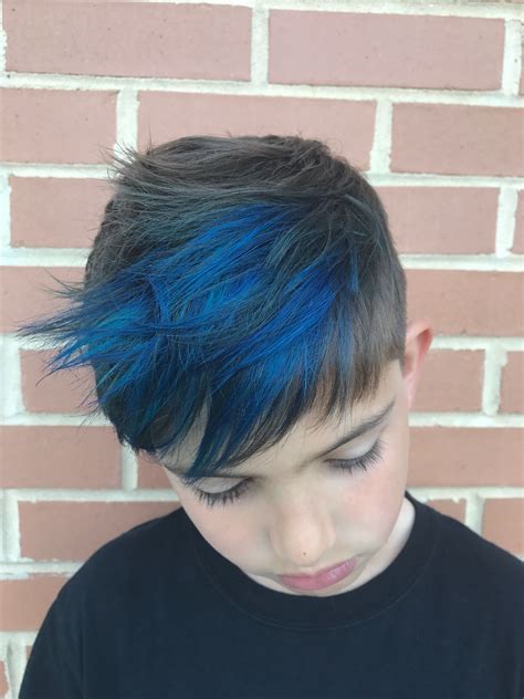 Boy Blue Highlights Hair | Blue hair highlights, Kids hair color, Dyed hair men