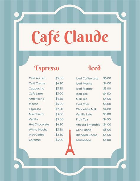 Free French Menu Templates For Word - Printable Form, Templates and Letter