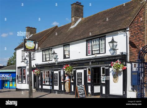 18th century The White Hart Inn, High Street, Crawley, West Sussex, England, United Kingdom ...