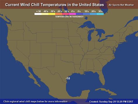 Wind Chill Map for the United States