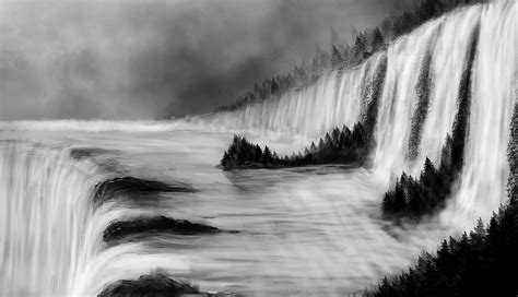 Wallpaper : trees, landscape, waterfall, digital art, nature, mist, Freezing, atmospheric ...