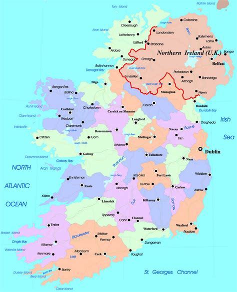 Detailed administrative map of Ireland with major cities | Ireland | Europe | Mapsland | Maps of ...