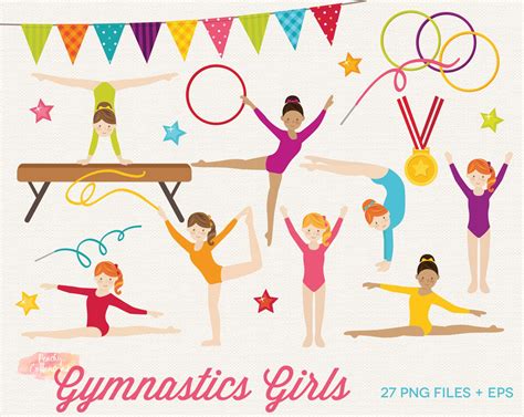 BUY 4 GET 50% OFF Gymnastics Girls Clipart Gymnastics - Etsy Sweden