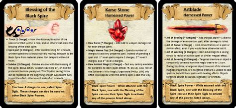 [OC] [5E] Harnessing the Powers of Artifacts - Cards I hand out for a new game mechanic we are ...