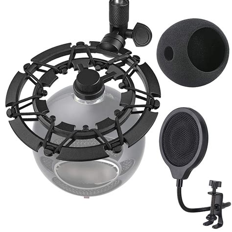 Blue Snowball Mic Stand With Pop Filter And Foam Cover | Reverb