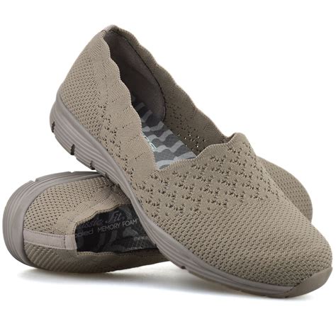 Womens Skechers Slip On Memory Foam Trainers Casual Walking Loafers ...