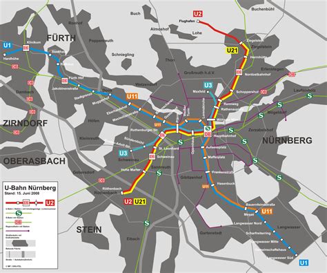 U-Bahn: Nuremberg metro map, Germany