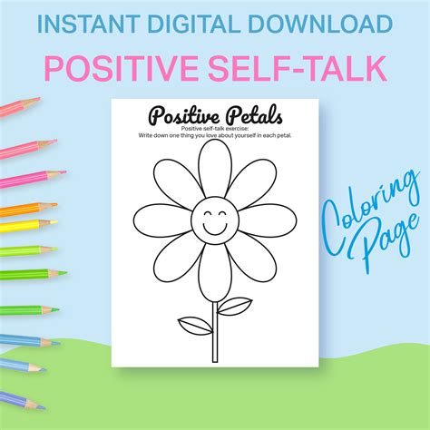 Positive Self-talk Activity Printable, Self Esteem Coloring Pages for Kids, Mindfulness Game ...